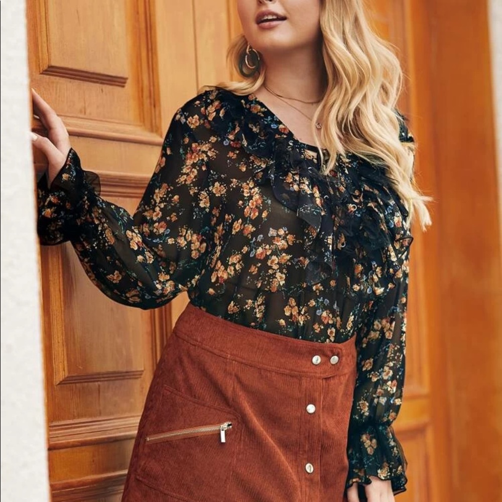 Sheer Floral Blouse
